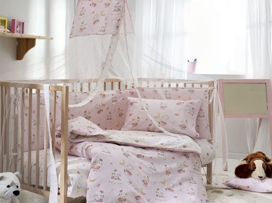 Παπλωματοθήκη Βρεφική Lambi (Σετ 2τμχ) Pink Vesta Home 120x160cm 100% Βαμβάκι