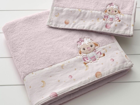 Πετσέτες Βρεφικές Lambi (Σετ 2τμχ) Pink Vesta Home Σετ Πετσέτες 70x130cm 100% Cotton