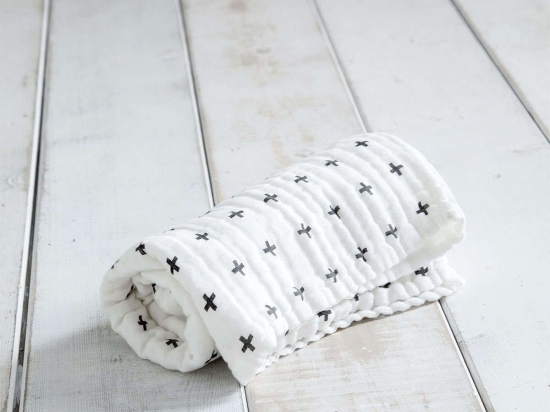 Κουβέρτα Βρεφική - Hush White-Grey Nima Αγκαλιάς 75x110cm 100% Βαμβάκι