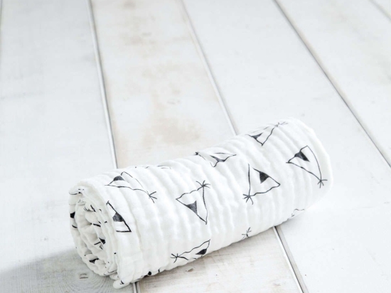 Κουβέρτα Βρεφική - Tippie White-Grey Nima Cradle 110x150cm 100% Βαμβάκι