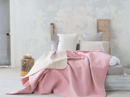 Κουβερλί Cerchio - Rouge Pink-Linen Nima Υπέρδιπλo 220x240cm 100% Βαμβάκι