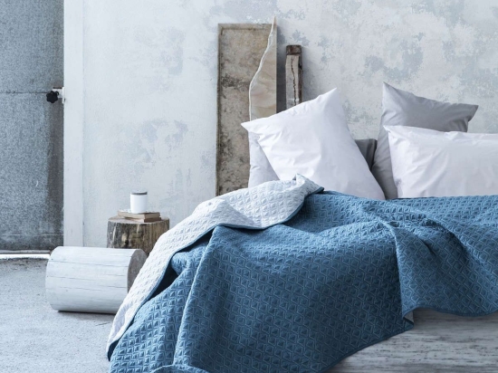 Κουβερλί Rombo - Aegean Blue-Silver Gray Nima Υπέρδιπλo 220x240cm 100% Βαμβάκι