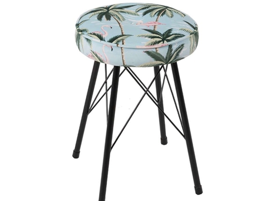 Σκαμπό Sticks D30xH45cm Black-Multi 16-0460 Σετ 4τμχ Βελούδο, Μέταλλο