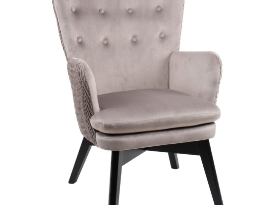 Πολυθρόνα Lou Lou 01-2388 68x76xH96cm Beige Βελούδο, Ξύλο