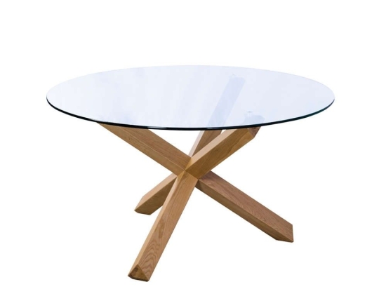Τραπέζι Glass 02-0453 Φ130x75cm Clear Ξύλο,Γυαλί