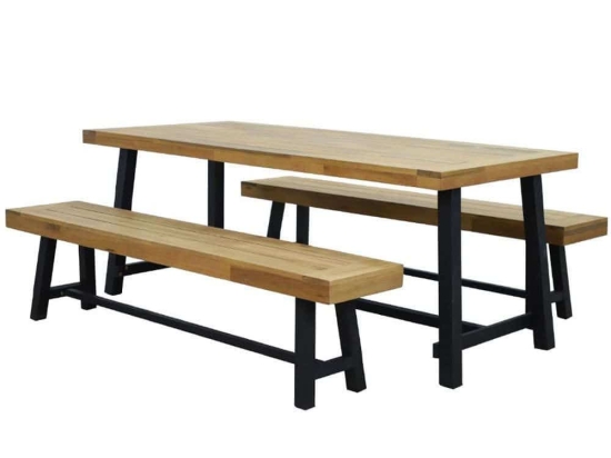 Τραπέζι Panama 22-0061 200,5x91,5x76cm Natural-Black