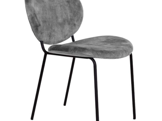 Καρέκλα Beetle 03-0910 60,5x54x84,5cm Silver Grey-Black Βελούδο, Μέταλλο