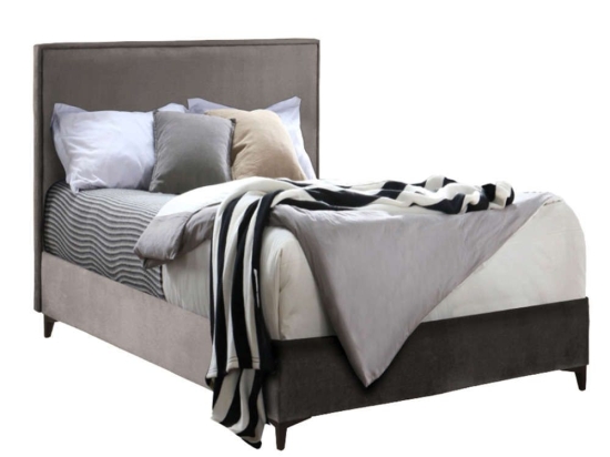 Κρεβάτι Break 09-1828 Με Στρώμα 208x127x121cm Musroom Ημίδιπλο Βελούδο, Μέταλλο