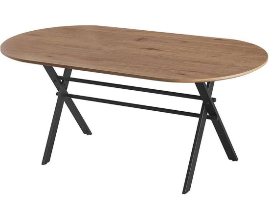 Τραπέζι Metron 02-0617 180x90x76cm Sonoma-Black Μοριοσανίδα, Μέταλλο