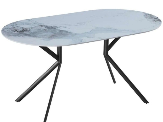 Τραπέζι Axis 02-0618 160x90x76cm Marble Effect White-Black Μέταλλο, Κεραμικό