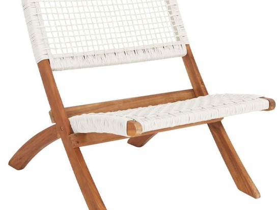 Καρέκλα Πτυσσόμενη Mesh 22-0181 78x60x72,5cm Natural-White Πολυαιθυλένιο,Ξύλο