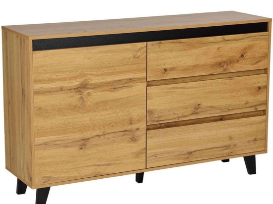 Μπουφές Arabica 05-0745 138x38x83cm Sonoma-Black Μοριοσανίδα, Μέταλλο