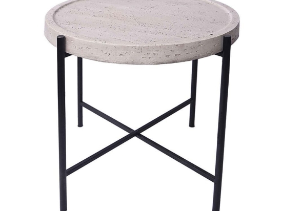 Τραπεζάκι Σαλονιού Βοηθητικό Terrazo 04-1189 63.5x63.5x56.5 Off White-Black