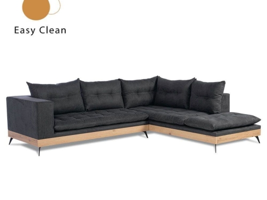 Καναπές Γωνιακός Legno Polo1322 Με Δεξιά Γωνία 290x240x80 Anthracite