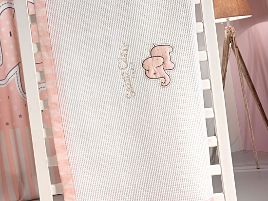 Κουβέρτα Βρεφική Πικέ Africa Pink Saint Clair Κούνιας 110x150cm 100% Βαμβάκι