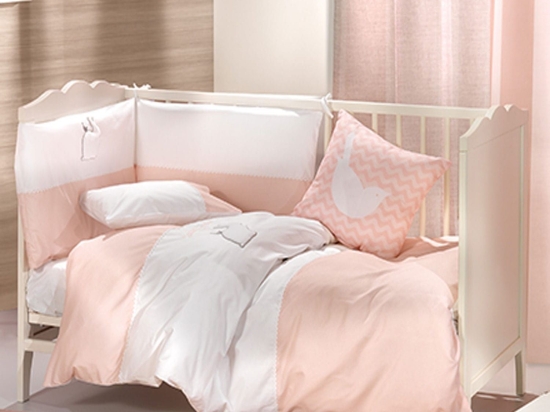 Βρεφικά  Σεντόνια Σετ 2τμχ Lapin Pink Saint Clair Κούνιας 110x170cm Χωρίς Λάστιχο 100% Βαμβάκι