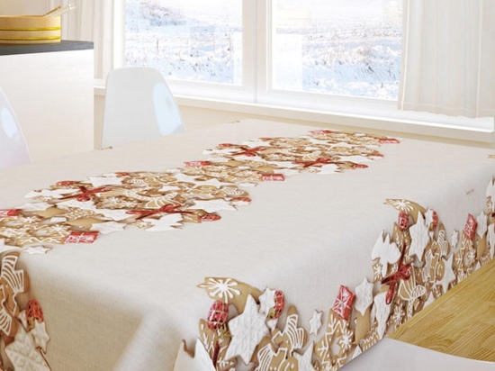 Τραπεζομάντηλο 2026 Beige-Red Saint Clair 145Χ185 145x180cm