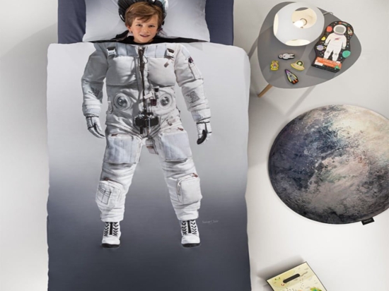 Παπλωματοθήκη Παιδική Βαμβακερή Space (Σετ 2τμχ) Grey Saint Clair Μονό 160x225cm 100% Βαμβάκι