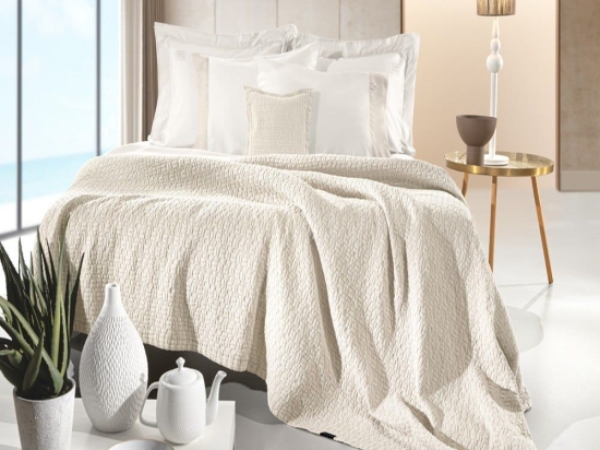 Κουβέρτα Nikki Cream Guy Laroche Υπέρδιπλo 240x260cm 100% Βαμβάκι
