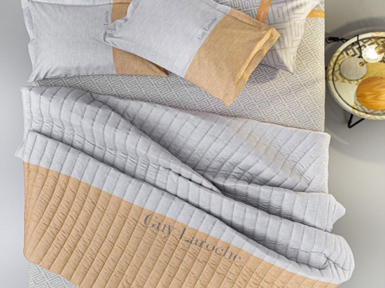 Κουβερλί Occio Grey Guy Laroche Υπέρδιπλο 220x240cm 100% Microsuede