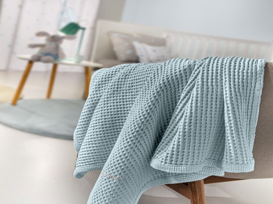 Κουβέρτα Βρεφική Bella Light Blue Guy Laroche Κούνιας 110x130cm 100% Βαμβάκι