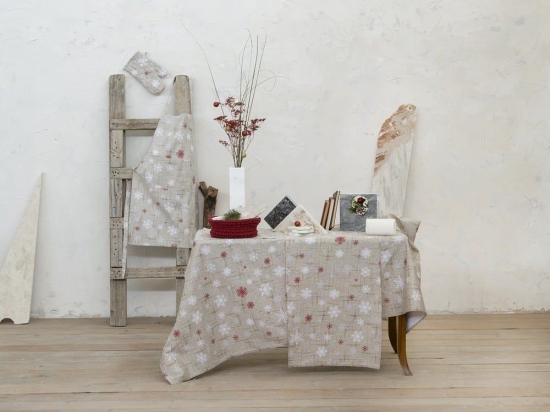 Σουπλά Σετ Χριστουγεννιάτικα New Years Day Beige-Red Nima 35x50cm
