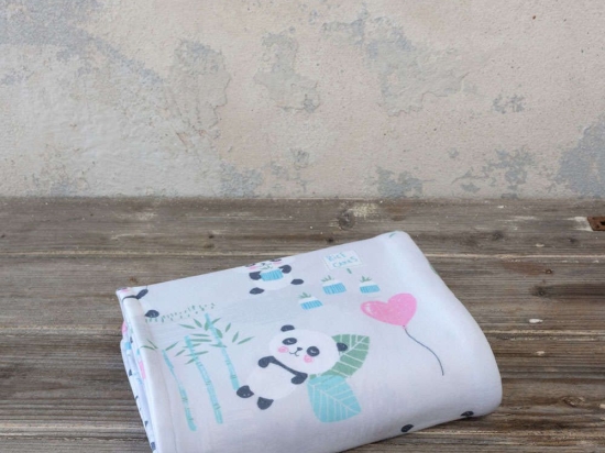 Κουβέρτα Βρεφική Βελουτέ 4 Εποχών Lola Panda Pink Nima Κούνιας 110x140cm Πολυέστερ
