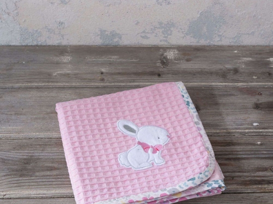 Κουβέρτα Βρεφική Πικέ Some Bunny Pink Nima Αγκαλιάς 80x110cm 100% Βαμβάκι