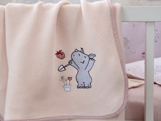 Κουβέρτα Βρεφική Πικέ Little Rhino Light Pink Nima Κούνιας 110x140cm 100% Βαμβάκι