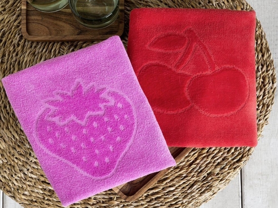 Πετσέτες Κουζίνας Sweet (Σετ 2τμχ) Lila-Red Nima 50x70cm 100% Βαμβάκι