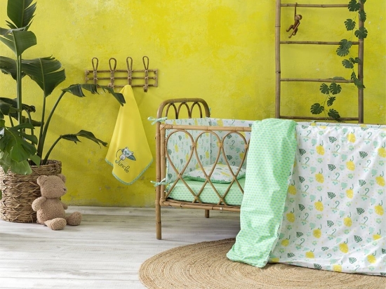 Κουβερλί Βρεφικό Akunga Green-Yellow Nima 100x140cm 100% Βαμβάκι
