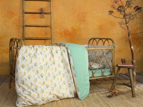 Κουβερλί Βρεφικό Cute Chameleon Green-Yellow Nima 100x140cm 100% Βαμβάκι