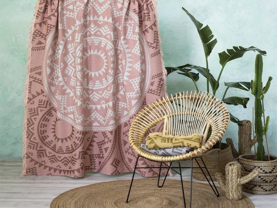 Ριχτάρι Mandala Blush Nima Τριθέσιο 180x300cm Βαμβάκι-Πολυέστερ