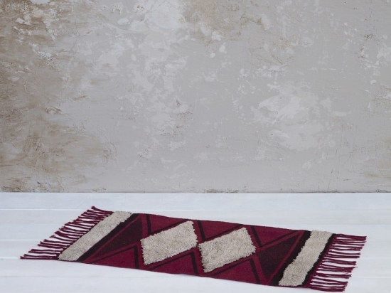 Πατάκι Μπάνιου Zahara Dark Red Nima 50X80cm 100% Βαμβάκι