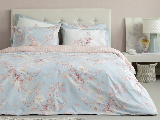 Σεντόνια Klelia Με Λάστιχο (Σετ 3τμχ) Ciel-Pink Nima Μονό 100x232cm 100% Βαμβάκι