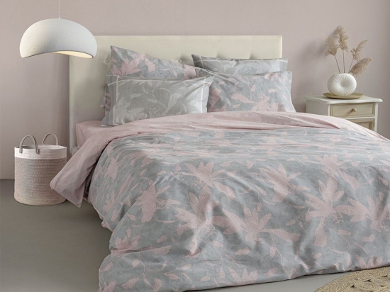 Σεντόνια Savana (Σετ 3τμχ) Grey-Pink Nima Μονό 170x260cm 100% Βαμβάκι