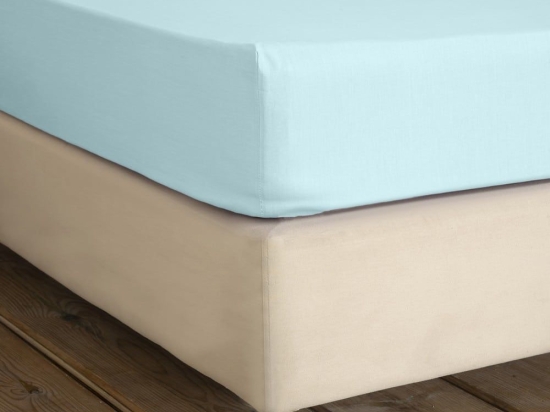 Σεντόνι Unicolors Με Λάστιχο Light Aqua Nima Ημίδιπλο 120x232cm 100% Βαμβάκι