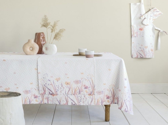 Τραπεζομάντηλο Laurel White-Pink Nima 150X150 100% Βαμβάκι