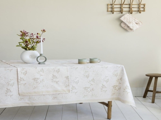 Τραπεζομάντηλο Foliage Greige Nima 150X250 100% Βαμβάκι