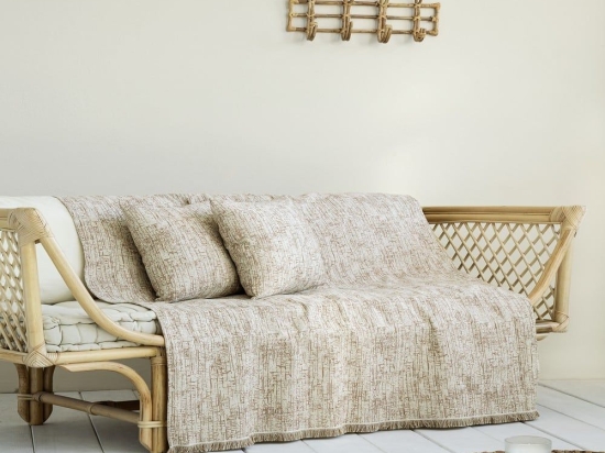 Ριχτάρι Swipe Latte Nima Τριθέσιο 180x300cm Βαμβάκι-Πολυέστερ