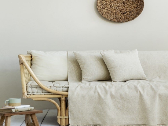 Ριχτάρι Waves Mint Ivory Nima Πολυθρόνα 180x180cm Βαμβάκι-Πολυέστερ