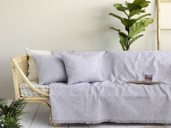 Ριχτάρι Waves Mint Lilac Nima Τριθέσιο 180x300cm Βαμβάκι-Πολυέστερ