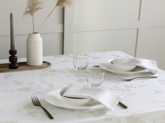 Τραπεζομάντηλο Kalia Off White Nima 165X265 Viscose-Πολυέστερ