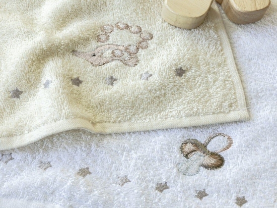 Πετσέτες Βρεφικές Welcome Baby (Σετ 2τμχ) White-Ecru Nima Σετ Πετσέτες 30x30cm 100% Βαμβάκι