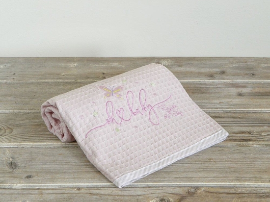 Κουβέρτα Βρεφική Belle Πικέ Pink Nima Κούνιας 110x140cm 100% Βαμβάκι