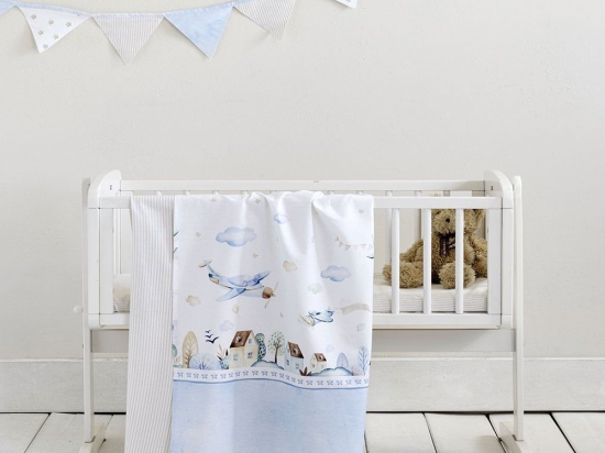 Σεντόνια Βρεφικά Boy's World (Σετ 2τμχ) White-Blue Nima Λίκνου 70x110cm 100% Βαμβάκι