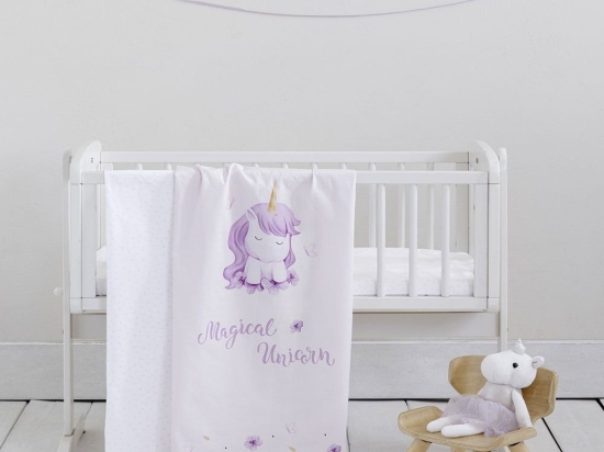 Σεντόνια Βρεφικά Magical Unicorn (Σετ 2τμχ) Lila Nima Λίκνου 70x110cm 100% Βαμβάκι