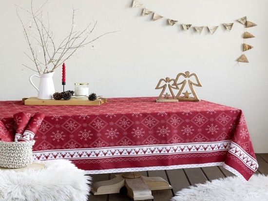 Τραπεζομάντηλο Χριστουγεννιάτικο Christmas Day Red-White Nima 150Χ220