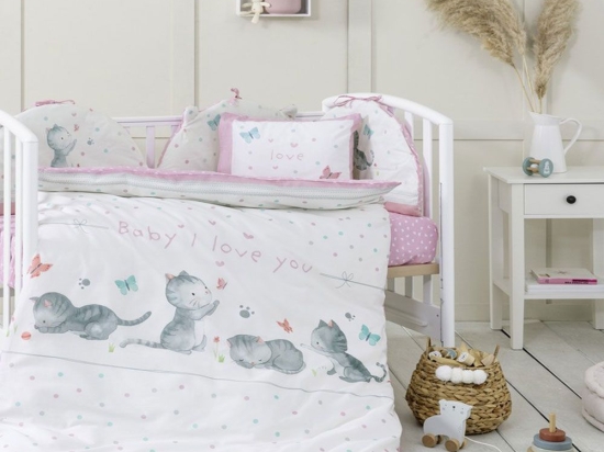 Σεντόνια Βρεφικά Baby Love (Σετ 3τμχ) Pink Nima Κούνιας 120x170cm 100% Βαμβάκι