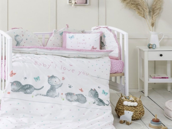 Παπλωματοθήκη Βρεφική Baby Love (Σετ 2τμχ) Pink Nima 110x145cm 100% Βαμβάκι